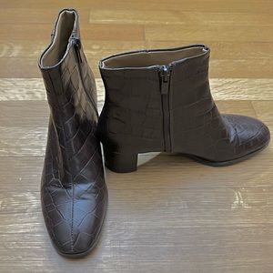 Via Spiga Brown Croc Ankle Booties
